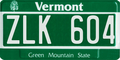 VT license plate ZLK604