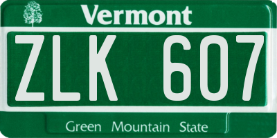 VT license plate ZLK607