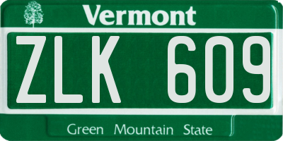VT license plate ZLK609