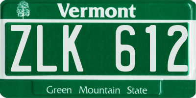 VT license plate ZLK612