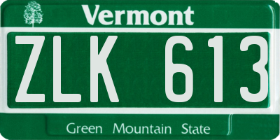 VT license plate ZLK613