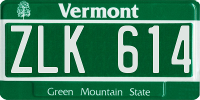 VT license plate ZLK614
