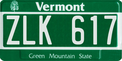 VT license plate ZLK617