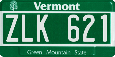 VT license plate ZLK621