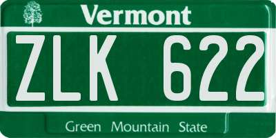 VT license plate ZLK622