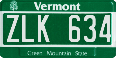 VT license plate ZLK634