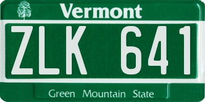 VT license plate ZLK641