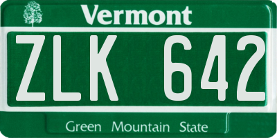 VT license plate ZLK642