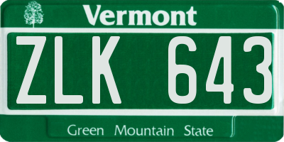 VT license plate ZLK643