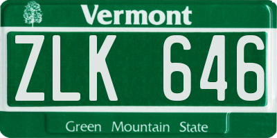 VT license plate ZLK646