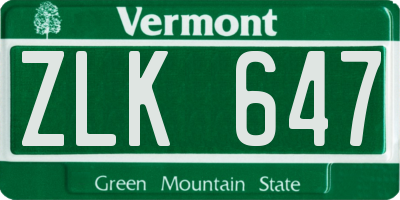 VT license plate ZLK647