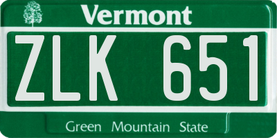 VT license plate ZLK651