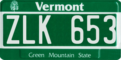 VT license plate ZLK653