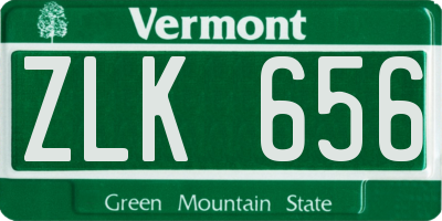 VT license plate ZLK656