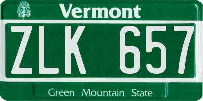 VT license plate ZLK657