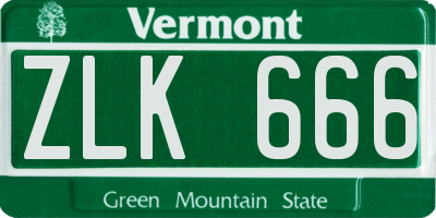 VT license plate ZLK666