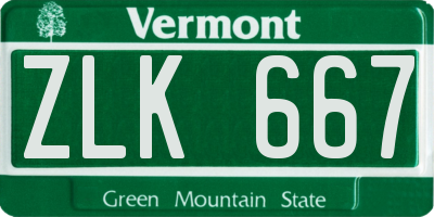 VT license plate ZLK667