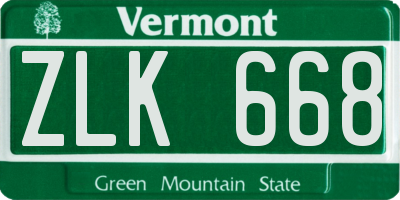 VT license plate ZLK668