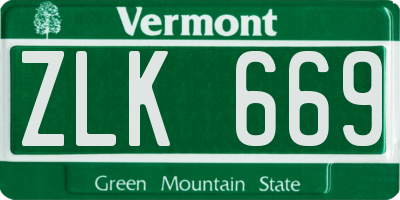 VT license plate ZLK669