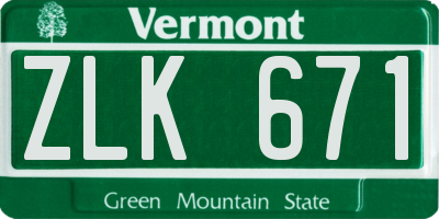 VT license plate ZLK671