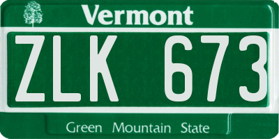 VT license plate ZLK673
