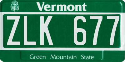 VT license plate ZLK677