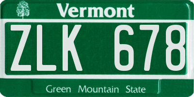VT license plate ZLK678