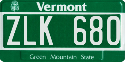 VT license plate ZLK680
