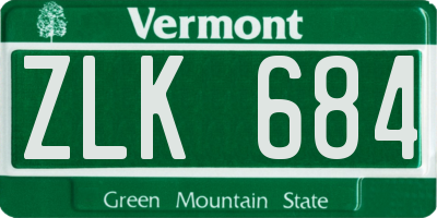 VT license plate ZLK684