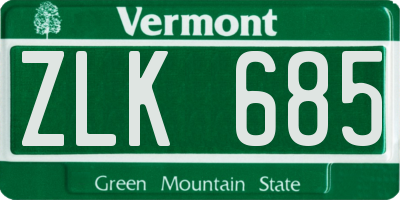 VT license plate ZLK685