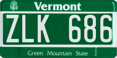 VT license plate ZLK686