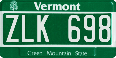 VT license plate ZLK698