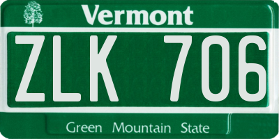 VT license plate ZLK706