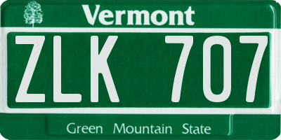 VT license plate ZLK707