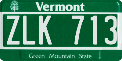 VT license plate ZLK713