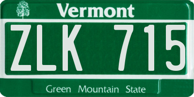 VT license plate ZLK715