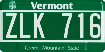 VT license plate ZLK716