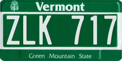 VT license plate ZLK717