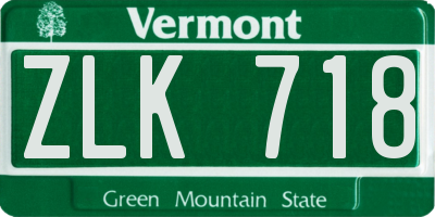 VT license plate ZLK718