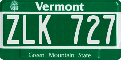 VT license plate ZLK727