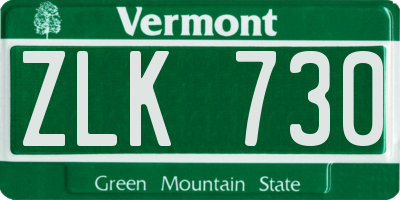 VT license plate ZLK730