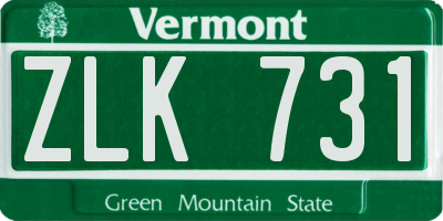 VT license plate ZLK731