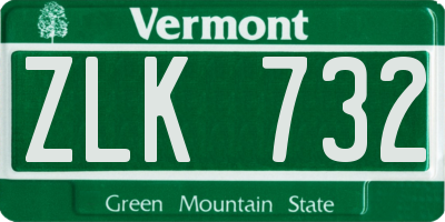 VT license plate ZLK732
