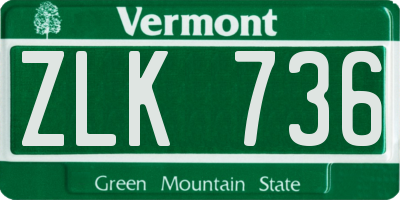 VT license plate ZLK736