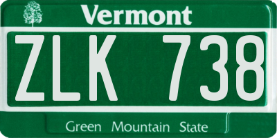 VT license plate ZLK738