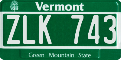 VT license plate ZLK743