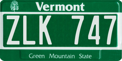 VT license plate ZLK747