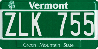 VT license plate ZLK755
