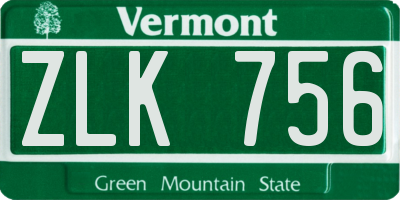 VT license plate ZLK756