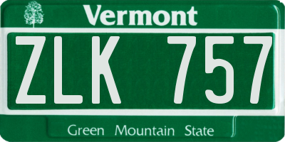 VT license plate ZLK757